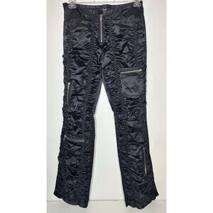 NWOT Seven7 Express Vintage Y2K Cargo Pants Silver Satin Ruched Low Rise Size 29